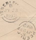 135104 1862 MAIL USED LOCALLY IN PEEBLES WITH DIE 2 1D PL.51 (SG42) CANCELLED 'PEEBLES' DATE STAMP.