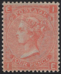 135607 1866 4D VERMILION PLATE EIGHT (SG94) SUPERB MINT EXAMPLE.