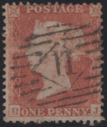 135613 1855 DIE 1 1D RES.PL.3 (SG22) VERY SCARCE YELLOW-BROWN SHADE (SPEC C2(2).