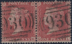 135616 1857 DIE 2 1D PL.42 (SG40) PAIR LETTERED QK QL, QL IN STATE TWO.