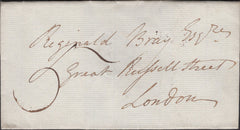 135670 1829 MAIL ESHER, SURREY TO LONDON WITH 'ESHER' HORSESHOE HAND STAMP (SY265).