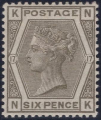 135699 1881 6D GREY PL.17 (SG161) FINE TO VERY FINE MINT.