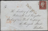 135742 1845 MAIL USED IN LONDON WITH 1D PL.57 (SG8)(KG) WITH 'Pall-Mall' RECEIVERS HAND STAMP (L514/PAL44).