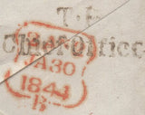 135743 1844 MAIL USED IN LONDON WITH 1D PL.38 (SG8)(HB) AND 'T.P/Chief.Office' HAND STAMP.