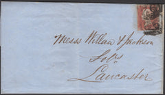 135745 1847 MAIL BOLTON TO LANCASTER WITH 'LANCASTER' SKELETON DATE STAMP (LA644).