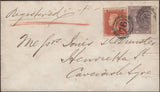 135752 1857 REGISTERED MAIL USED IN LONDON WITH 6D LILAC (SG68) AND 1D DIE 2 ORANGE-RED (SPEC C9(2).