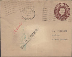 135766 1938 'UNCLAIMED' MAIL NEWPORT, MONMOUTH TO NORTH BORNEO.