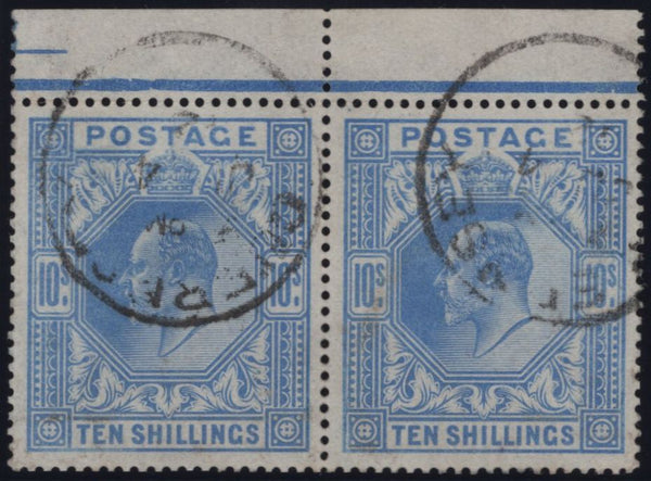 135802 1912 10s BLUE VERY FINE USED UPPER MARGINAL PAIR (SG319).