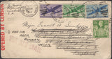 135813 1942 AIR MAIL USA TO LONDON WITH US ISSUES, RE-DIRECTED TO BOMBAY WITH KGVI 2S 6D YELLOW-GREEN (SG476b).