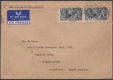 135816 1935 AIR MAIL LONDON TO ARGENTINA WITH 10S SEAHORSE (SG452) X 2.