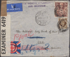 135846 1941 AIR MAIL DUNDEE TO CHILE WITH KGVI 2/6 BROWN (SG476) AND 1S (SG475).