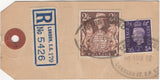 135885 1940 REGISTGERED PARCEL TAG WITH KGVI 3D VIOLET (SG467) AND 2/6 BROWN (SG476).