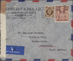 135887 1941 AIR MAIL LONDON TO ARGENTINA WITH 2/6 BROWN (SG476).