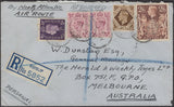 135893 1941 REGISTERED AIR MAIL RUISLIP TO AUSTRALIA WITH KGVI 2/6 BROWN (SG476) AND OTHER ISSUES.