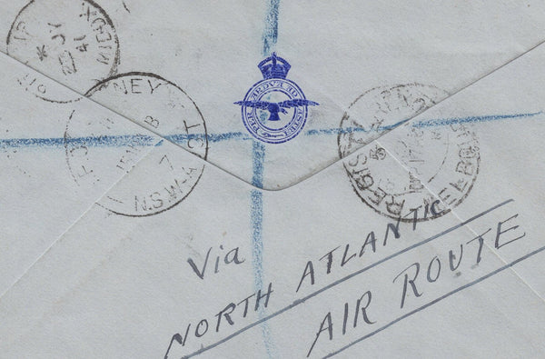 135893 1941 REGISTERED AIR MAIL RUISLIP TO AUSTRALIA WITH KGVI 2/6 BROWN (SG476) AND OTHER ISSUES.