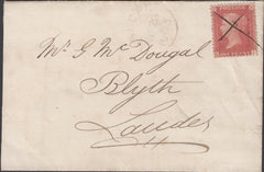 135894 1863 MAIL USED LOCALLY IN LAUDER WITH SG40 MANUSCRIPT CANCELLATION, ALSO 1D PLATE NUMBER ISSUE (SG43) X 6 ALSO MANUSCRIPT CANCELLATIONS.