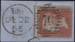 135898 1855 PIECE WITH 1D (SPEC C6) LONDON/76 DUPLEX CANCELLATION.