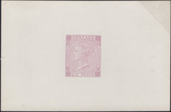 135909 1870 6D LILAC DIE PROOF WITHOUT CORNER LETTERS OR PLATE NUMBER.