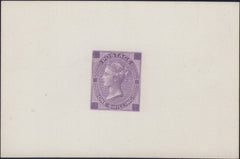 135910 CIRCA 1870 1S DIE PROOF IN MAUVE ON WHITE MATT CARD TYPE J25.