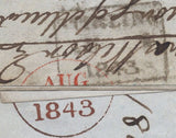 135916 1843 MAIL STIRLING TO EDINBURGH WITH 2D BLUE PL.3 (SG14) HORIZONTAL PAIR WITH STIRLING MALTESE CROSSES, LISTED BUT UNPRICED BY SG (SPEC E1um).