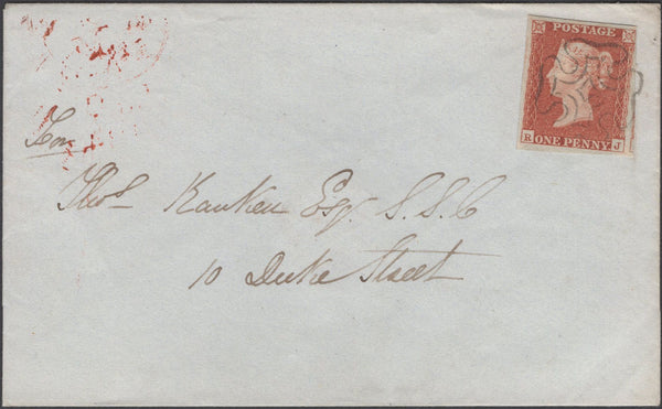 135923 1843 MAIL USED IN EDINBURGH WITH 1D PL.19(SG8) AND FINE EDINBURGH MALTESE CROSS.