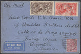 135933 1931 AIR MAIL SEAFORD, SUSSEX TO ARGENTINA WITH 2/6 AND 5S SEAHORSES.