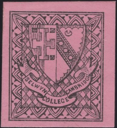 136005 1882 ½D BLACK ON MAGENTA SELWYN COLLEGE, CAMBRIDGE (CS18) UNUSED SINGLE.