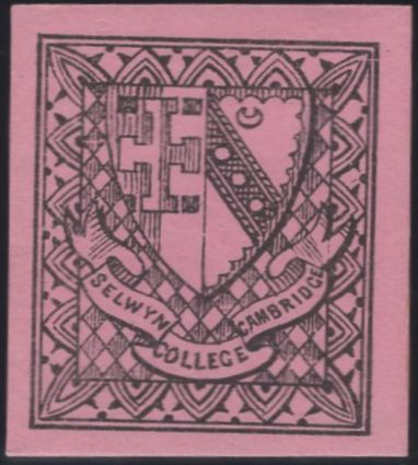 136006 1882 ½D BLACK ON MAGENTA SELWYN COLLEGE, CAMBRIDGE (CS18) UNUSED SINGLE.