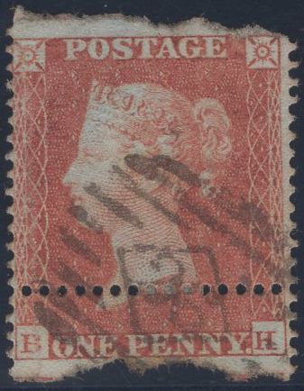 136023 1854 DIE 1 1D RES.PL.6 (SG17)(BH) OVER PERFORATED VARIETY.