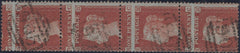 136032 1855 DIE 1 1D PLATE 203 S.C.14 (SG22) VERTICAL STRIP OF FOUR MISPLACED SHEET VARIETY.