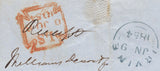 136036 1854 MAIL LONDON TO IRVINE, SCOTLAND WITH DIE 1 1D PL.162 (SG17)(AJ), VERY SHORT STAMP AND MISSING IMPRIMATUR LETTERING.