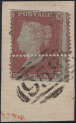 136038 1854 DIE 1 1D (SG17) ON PIECE MISPLACED SHEET VARIETY.