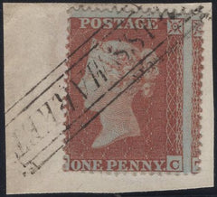 136051 SMALL PIECE DIE 1 1D PL.196 (SG17) MISPLACED SHEET VARIETY, SCOTS LOCAL CANCELLATION.