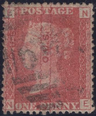 136053 1866 1D PL.101 (SG43)(NE) 'O.U.S.' OVERPRINT READING UPWARDS VARIETY 'OVERPRINT DOUBLE' (SPEC PP223a).