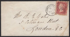 136063 TWO 1862 MOURNING ENVELOPES LANCASTER TO LONDON EACH WITH DIE 2 1D PL.62 ERROR IMPERFORATE (SG40a).