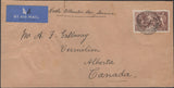 136068 1939 AIR MAIL RUTHERFORD, GLASGOW TO ALBERTA, CANADA WITH 2/6 RE-ENGRAVED SEAHORSE (SG450).