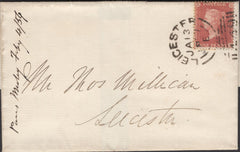 136150 1857 MAIL USED LOCALLY IN LEICESTER WITH DIE 2 1D PL.40 (SG29)(KH).