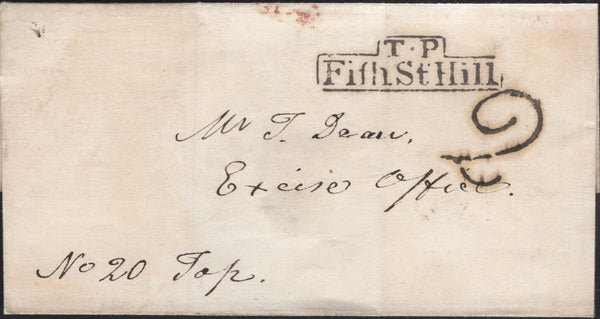 136154 1833 MAIL USED IN LONDON WITH 'T.P/Fifh St Hill' RECEIVERS HAND STAMP (L504/FISH8).