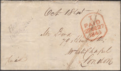 136157 1845 MAIL LOW PLAINS, CUMBERLAND TO LONDON WITH 'Hesket/Penny Post' HAND STAMP IN BLACK (CU292).