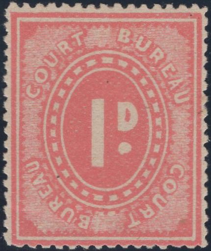 136210 CIRCA 1890 1D ROSE-RED COURT BUREAU STAMP, MINT.