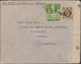 136222 1943 AIR MAIL TUNSTALL, STAFFS TO URUGUAY WITH 2/6 YELLOW-GREEN (SG476b).