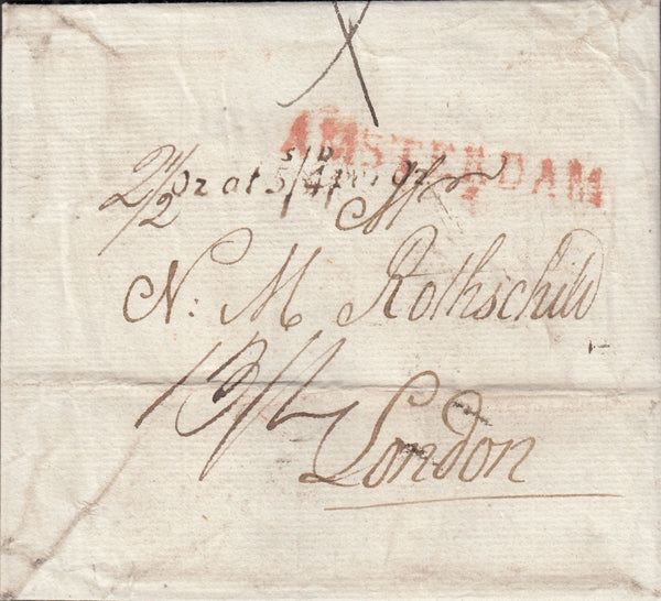 136230 1827 MAIL AMSTERDAM TO LONDON WITH '2½ Oz at 5s/4d per Oz' HAND STAMP (L1035a).