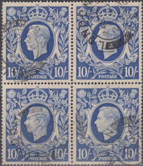 136242 1942 10S ULTRAMARINE (SG478b) VERY FINE USED BLOCK OF FOUR.