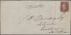 136327 1844 MAIL LONDON TO LUDLOW WITH 1D PL.41 (SG9)(TH), 'UpBakerSt.' RECEIVERS HAND STAMP (L514/UPBA6).