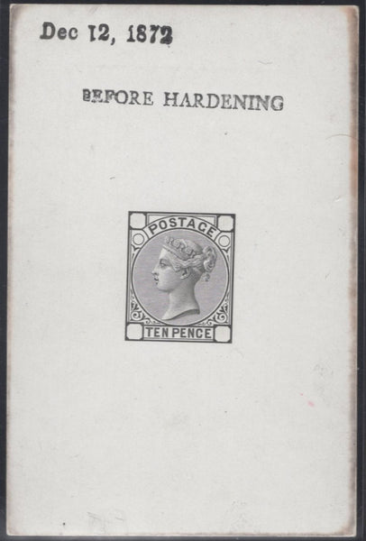 136357 1872 10D DIE PROOF OF UNADOPTED DESIGN TYPE B WITHOUT PLATE NUMBER.