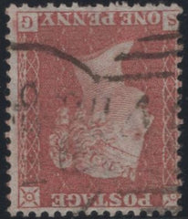 136369 1856 DIE 2 1D PL.26 RED-BROWN ON BLUED PAPER WATERMARK INVERTED (SG29Wi)(SG).