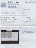 136465 1884 ½D SLATE-BLUE IMPERFORATE PAIR (SG187a).