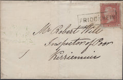 136601 1857 MAIL FRIOCKHEIM (CO. FORFAR) TO KIRRIEMUIR WITH 'FRIOCKHEIM' SCOTS LOCAL CANCELLATION TYPE VIII.