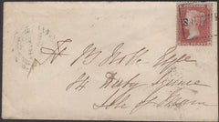 136621 1856 MAIL SAUCHIHALL, GLASGOW TO ISLE OF MAN WITH 'SAUCHIHALL' SCOTS LOCAL CANCELLATION TYPE XIII.