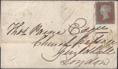 136691 1855 MAIL LUMPHANAN, ABERDEEN TO LONDON WITH 'LUMPHANAN' TYPE D1 SCOTS LOCAL BACK STAMP IN GREEN.